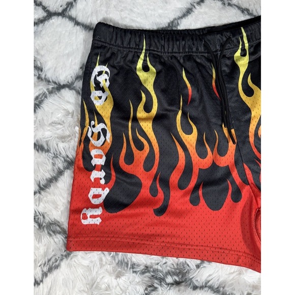 ED HARDY Love Kills Slowly Fire Skull Tattoo Mesh Shorts Black Mens XL *NEW* $65 - Picture 4 of 6